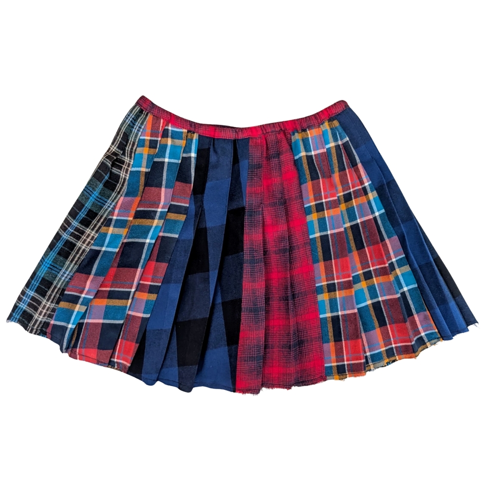 High-Waisted Patchwork Tennis Skirt (Waist 32″)